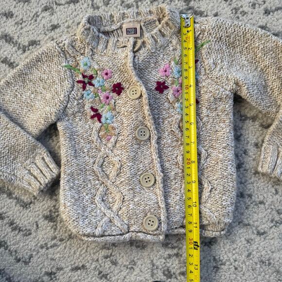 Vtg 1990s y2K Faded Glory Embroidered Floral Beige Sweater Cardigan 18M - Picture 6 of 7